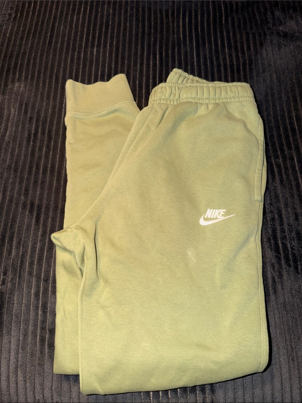 Nike Olive Green Men's Jogger Sweatpants with White Swoosh